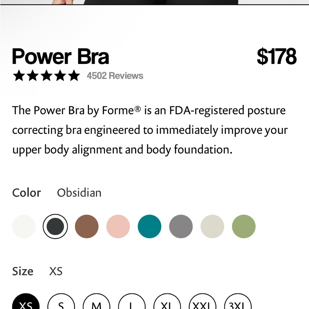 Forme Power Bra in Obsidian